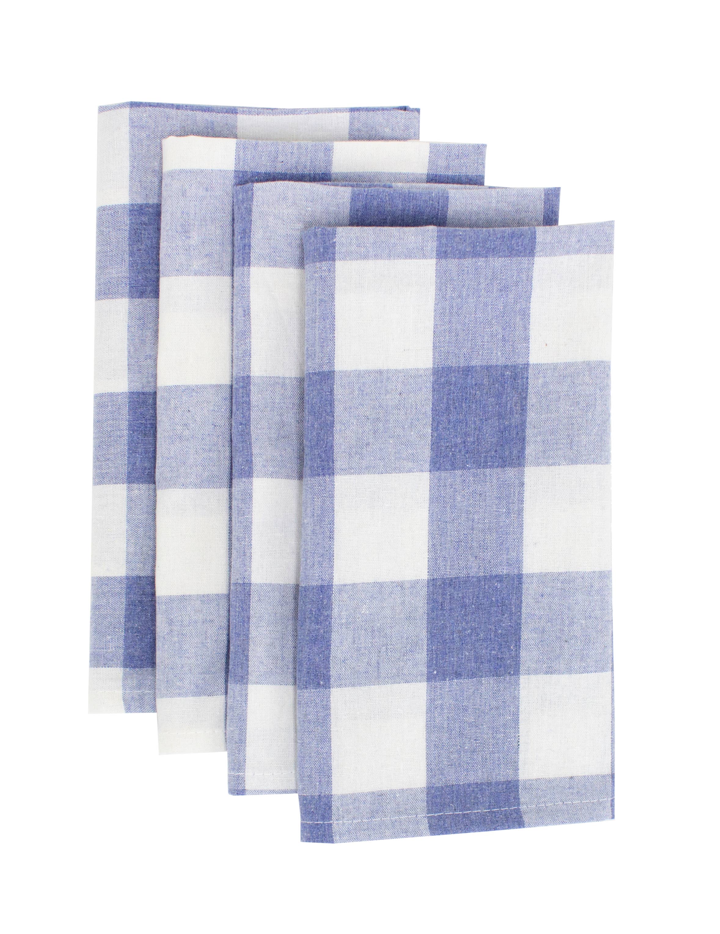 Blue-White Buffalo Plaid Cloth Dinner Napkin