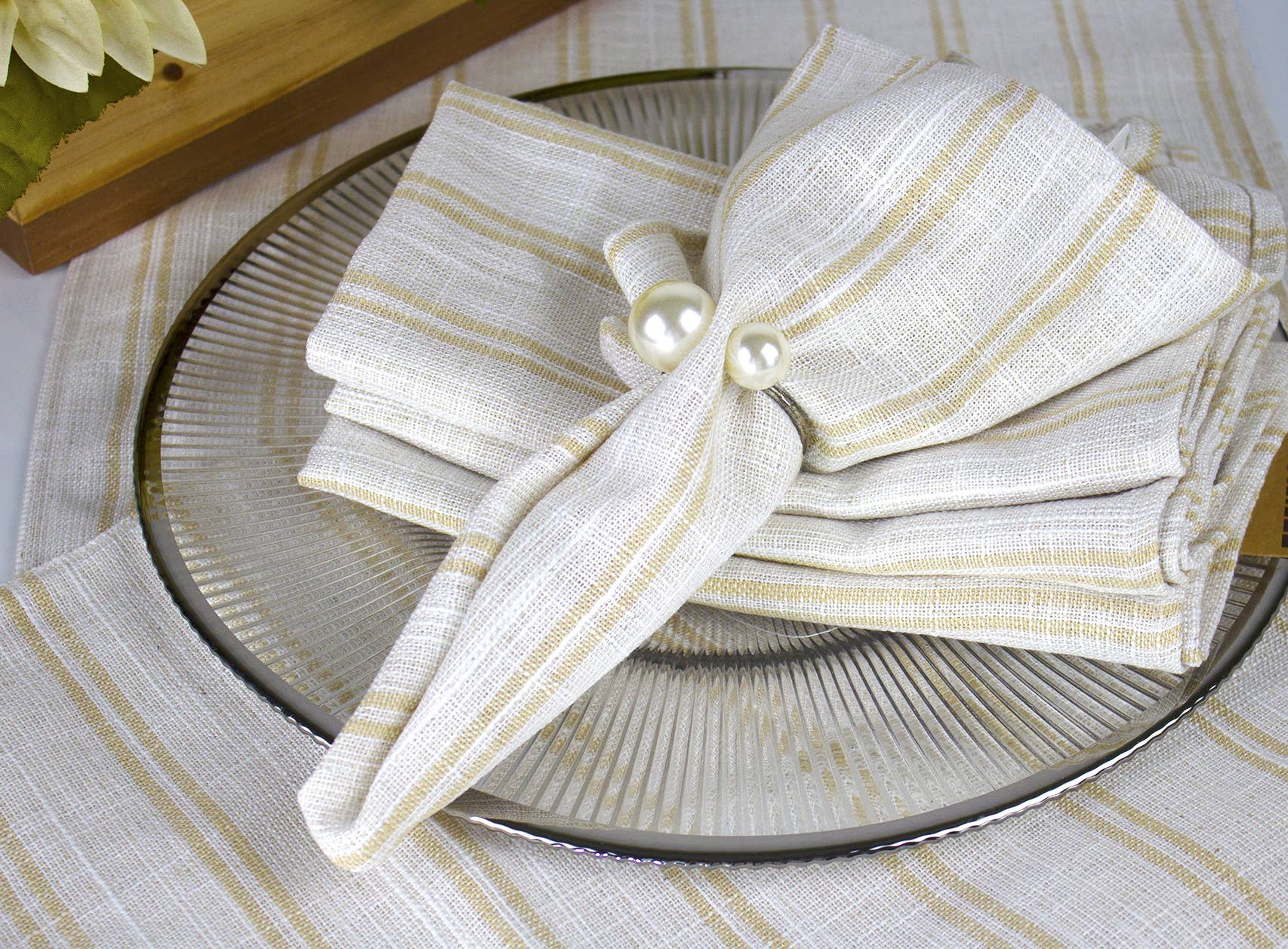 Modern Striped Linen-poly Cloth Dinner Napkin