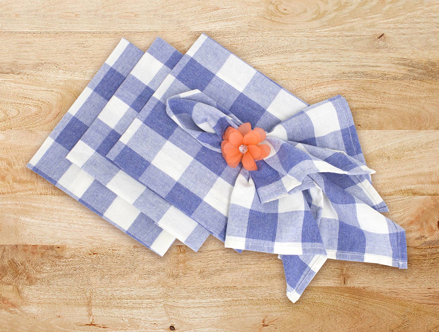 Blue-White Buffalo Plaid Cloth Dinner Napkin