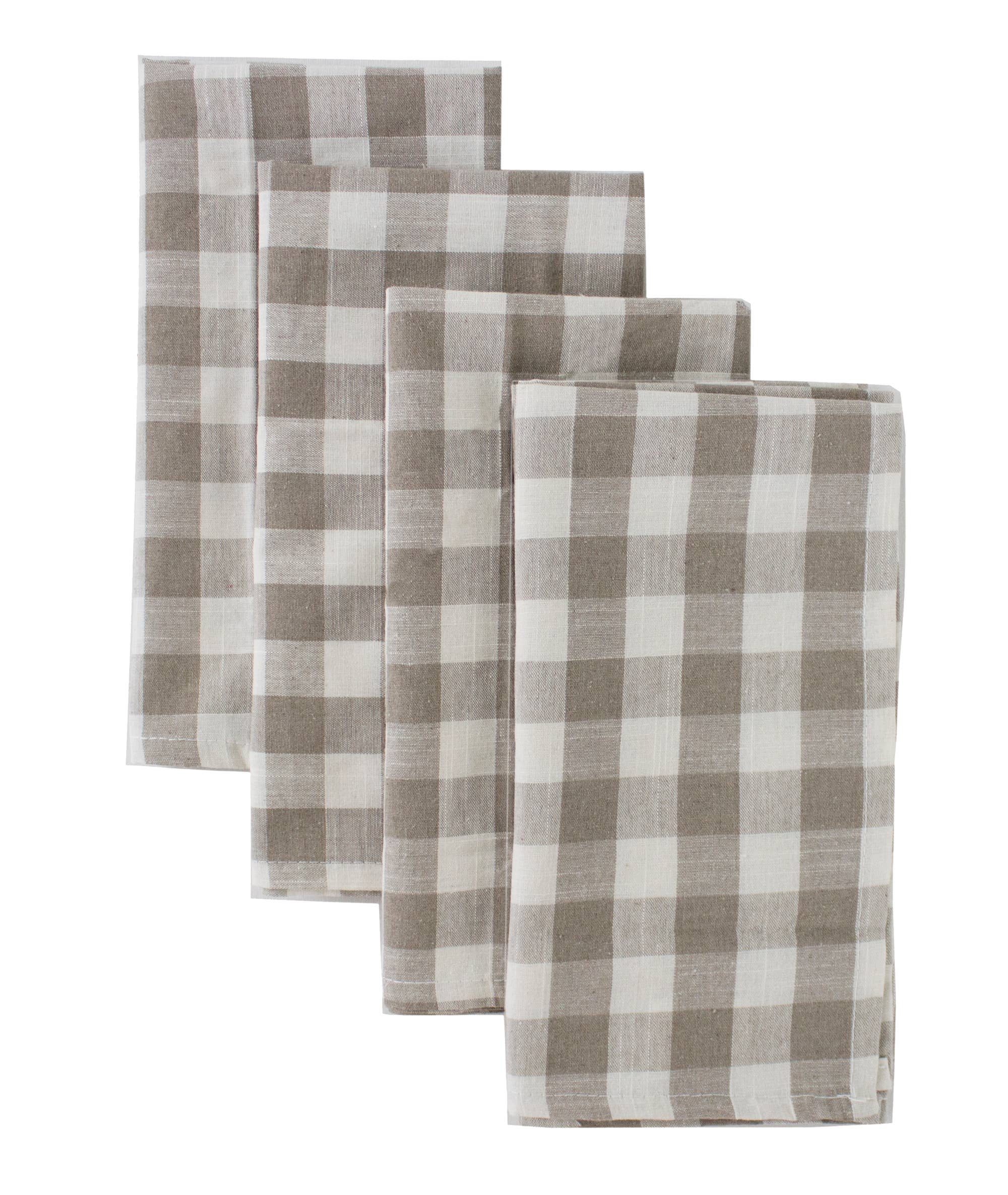 Classic Gingham Khaki & White Cloth Dinner Napkin